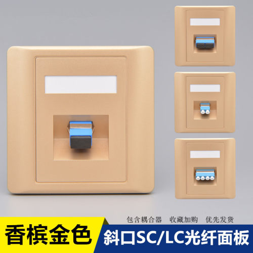 香槟色斜口SCLC光纤线面板插座