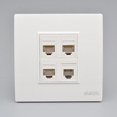 3网线带1电话面板86型4位语音千兆网络模块四口六类电脑电话插座