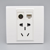 86型网络电视带五孔电源插座 二三5孔插座加电脑电视网线模块面板