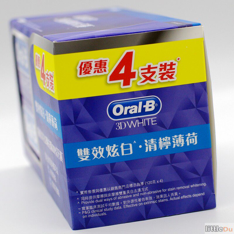 香港进口 oral B欧乐B牙膏3D双效炫白青柠薄荷美白去口气4支套装