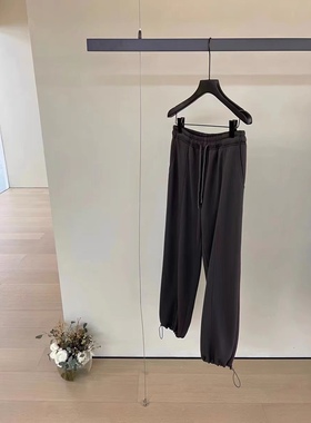 现货Verso韩国深灰色高腰百搭显瘦抽绳运动裤