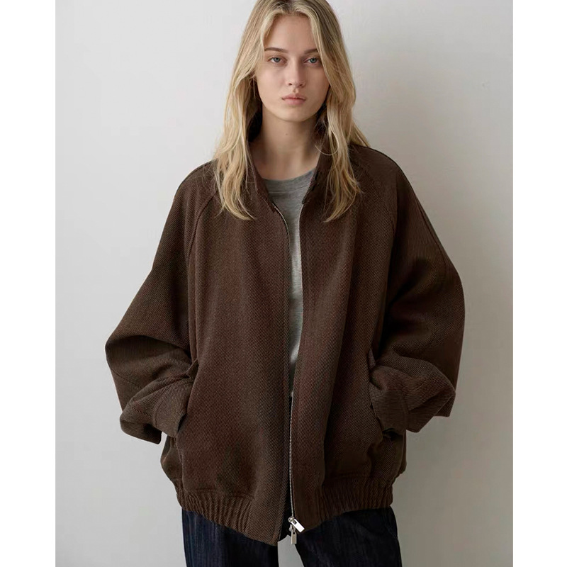 藤姐同款 韩国东大门FP气质复古宽松立领拉链短款夹克外套秋冬