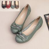 鞋 真皮单鞋 孕妇鞋 大码 平跟软底女鞋 浅口舒适防滑牛皮休闲妈妈鞋