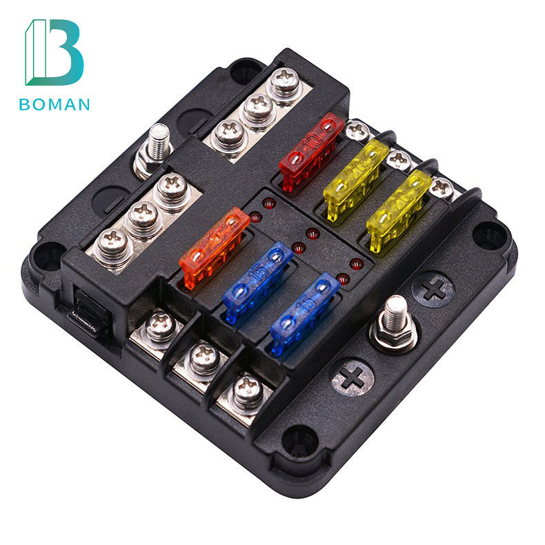 汽车保险丝盒6路正负极螺丝款一