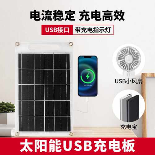 跨境热销5V6V4W太阳能充电板USB