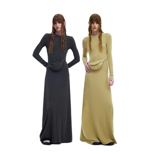 DONOTDISTURB原创露背腰包设计运动休闲高弹修身长款针织连衣裙