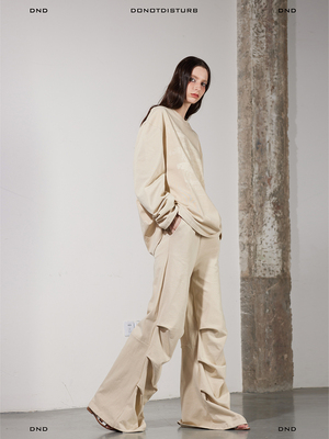 DONOTDISTURB原创宽松廓形做旧字母印花长袖T恤男女同款