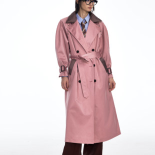 【黄子弘凡同款】DONOTDISTURB原创长款拼接设计铆钉大衣加厚风衣