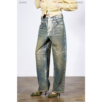 【赞多同款】DONOTDISTURB原创复古做旧牛仔裤设计感长裤