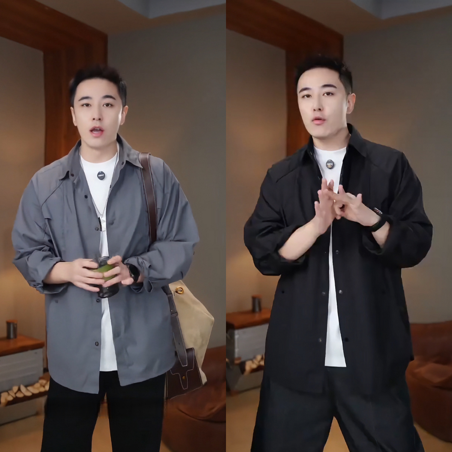 春季设计感翻领纯色衬衣轻熟风长袖衬衫男士外套时尚休闲简约穿搭