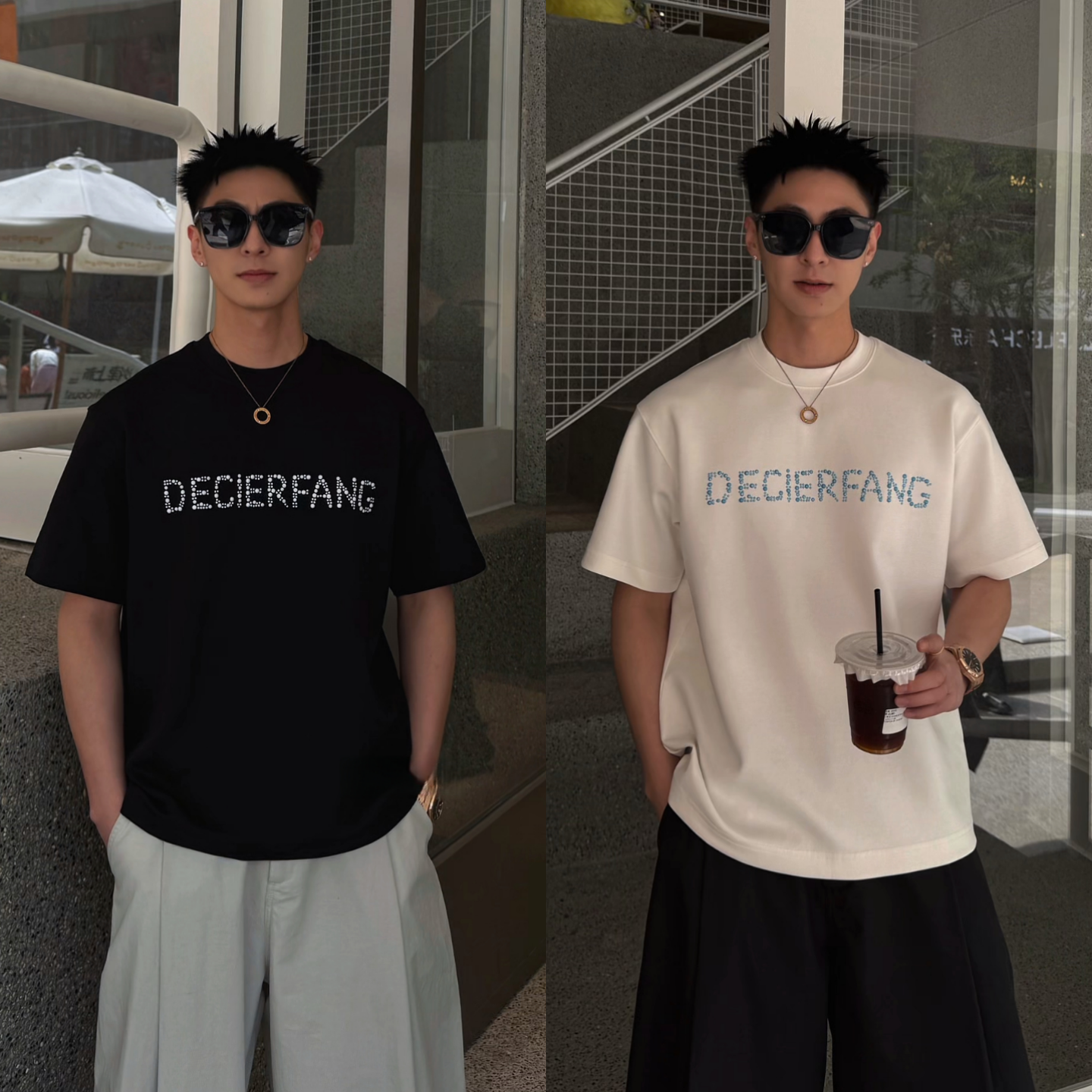 潮流设计感夏季新款显瘦男款美式休闲字母短袖小众男T恤宽松百搭