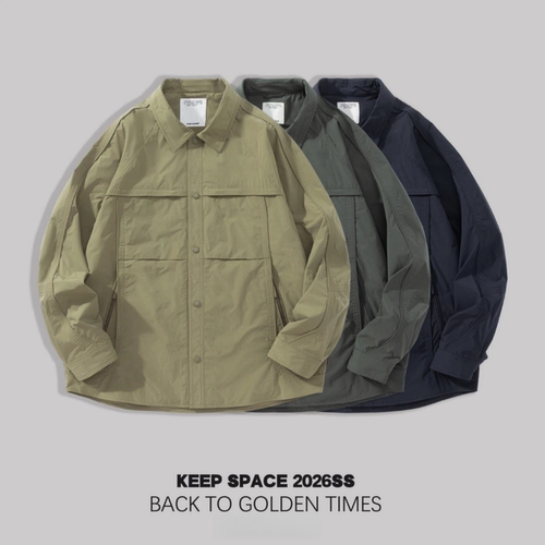 春季时尚帅气工装风翻领夹克男士