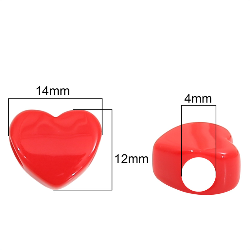 亚克力实色珠大孔珠爱心串珠散珠子桃心手工DIY项链手机链配件