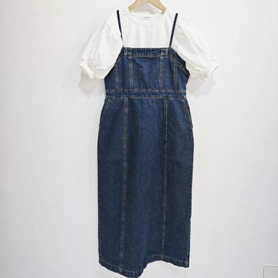 日单四季通穿牛仔吊带连衣裙