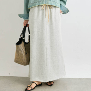 毛边针织半身裙 宽松A字版 稀货日单尾货 慵懒风松紧腰系带长半裙