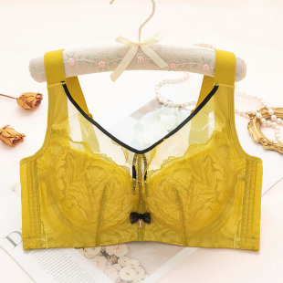 大码 软钢圈聚拢侧收副乳防下垂性感蕾丝文胸罩大胸显小 内衣女薄款