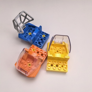 国产大颗粒积木配件百变工程车头驾驶舱45002网格透明盖男孩益智