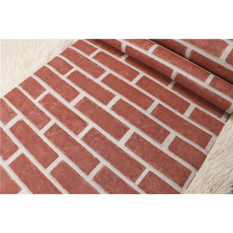 红色砖块砖墙纸无纺布简约现代砖块纹理壁纸背景墙纸质3D超性价比