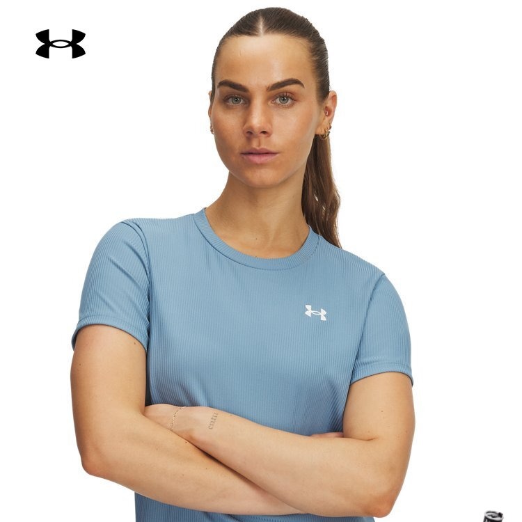 安德玛官方UA春夏Tech女子罗纹训练健身运动短袖T恤1389852