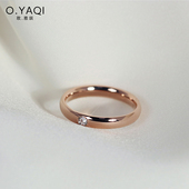 单钻光面钛钢镀18K金戒指闪锆尾戒女食指指环新款 戒子情侣高级感