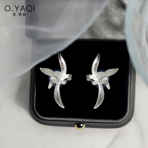 立体银色鸢尾花一体式蚊香盘耳夹