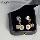 无耳洞母贝向日葵一体式 轻奢耳钉气质女耳饰 蚊香盘耳夹时尚