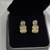 无洞轻奢小巧满钻宽边C形不痛牢固硅胶垫耳夹时尚 微镶耳钉女耳饰