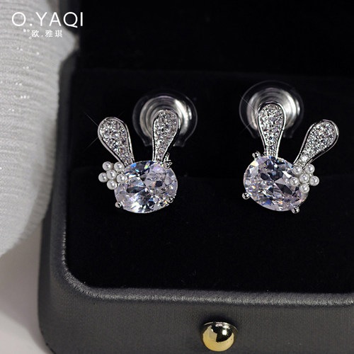 无耳洞闪钻小兔蚊香盘耳夹