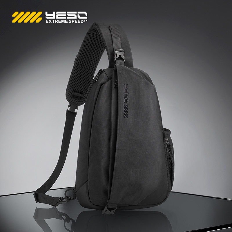 YESO/户外大师YESO男士休闲商务单肩包斜挎包牛津布格纹防水胸包
