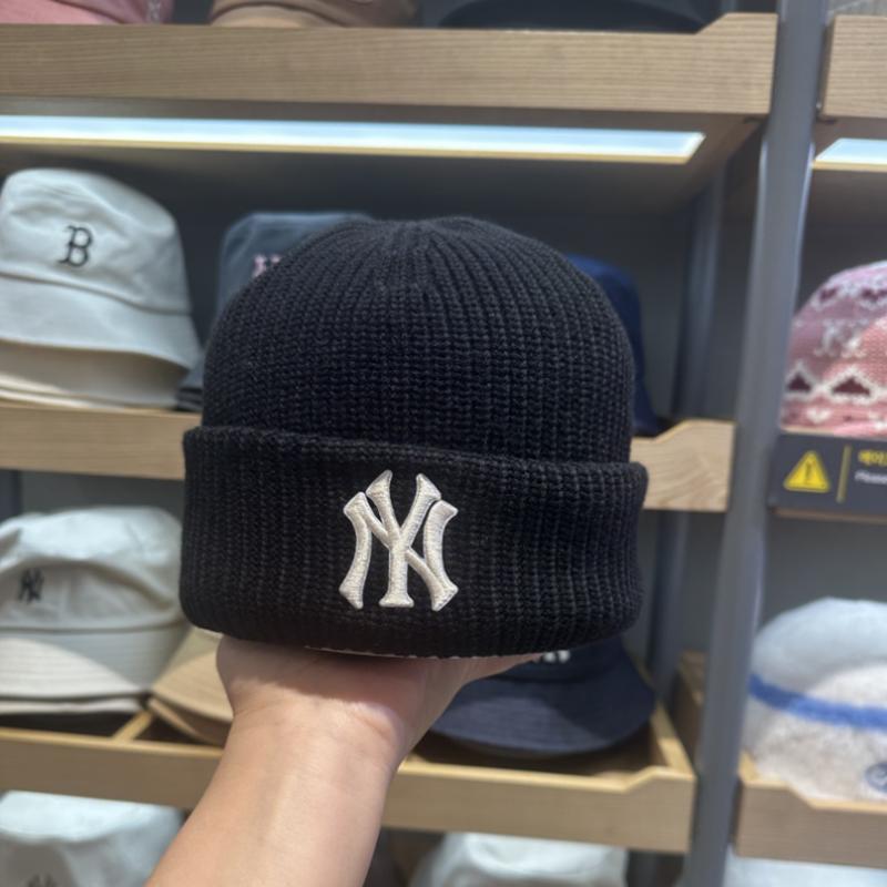 NY字母2025新MLB保暖针织帽卷边