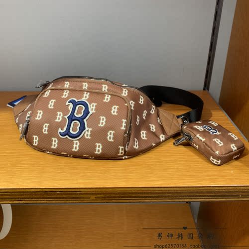 MLB硬顶休闲老化满标腰包斜挎包