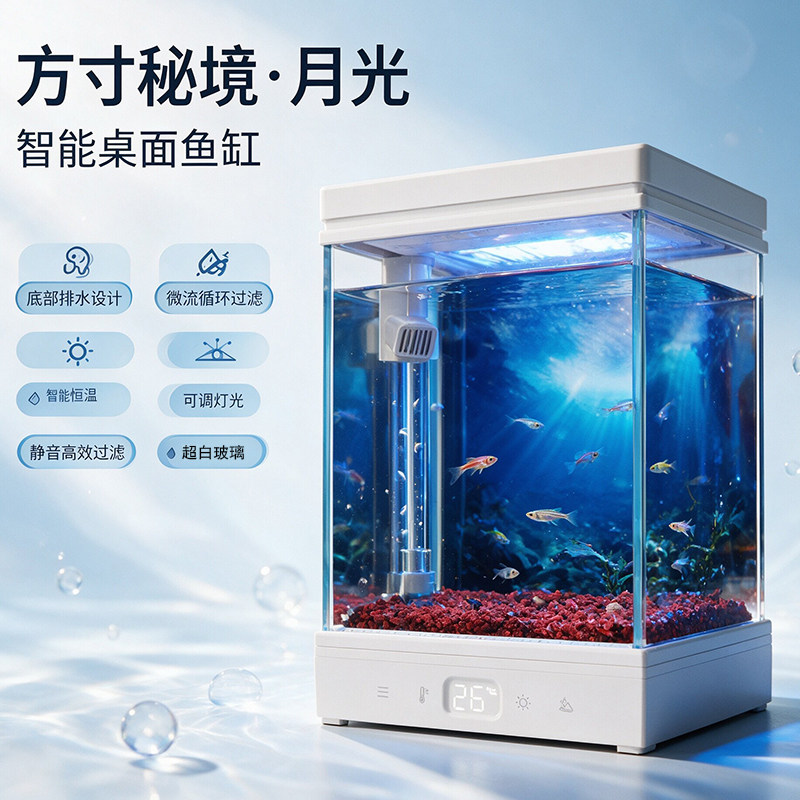 新款方寸秘境二代斗鱼专用鱼缸智能恒温加温一体过滤缸懒人式换水图片