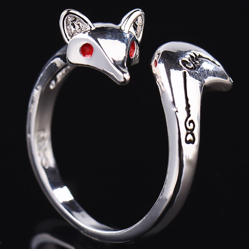 道家饰品九尾银狐藏银戒指狐狸指环手工女士道系护身魅狐道系戒子