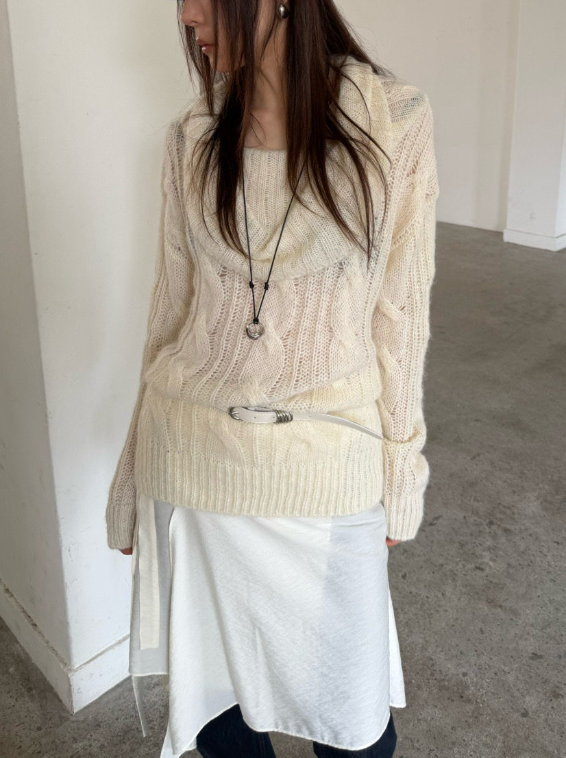 novus Amy韩代 26fw 东大门 麻花一字领 针织衫 套头毛衣 气质