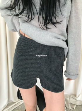 aube Amy韩代 26早春 东大门 洋气纯色 休闲坑条 针织短裤 简约