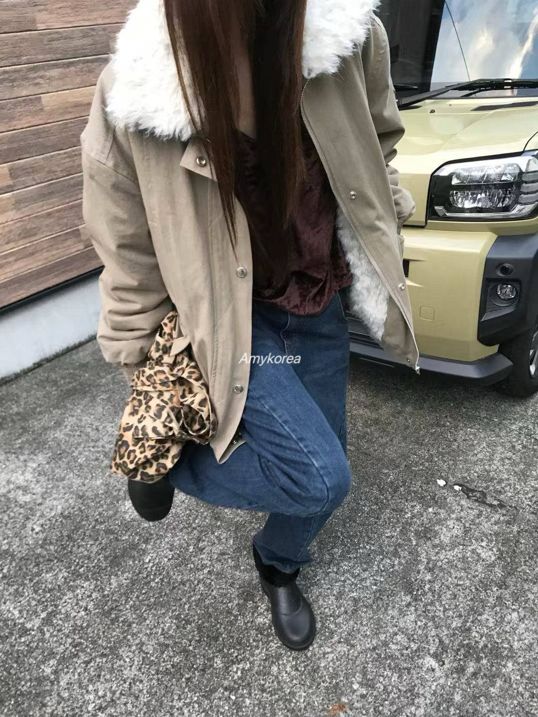 tempting Amy韩代 26fw 东大门 毛毛内里 工装夹克外套 美式复古