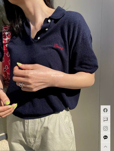 De venti Amy韩代 26春夏 东大门 简约小标 短袖针织衫polo领休闲