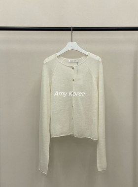 much more Amy韩代 25fw 东大门 纯色圆领系扣长袖针织开衫 大方