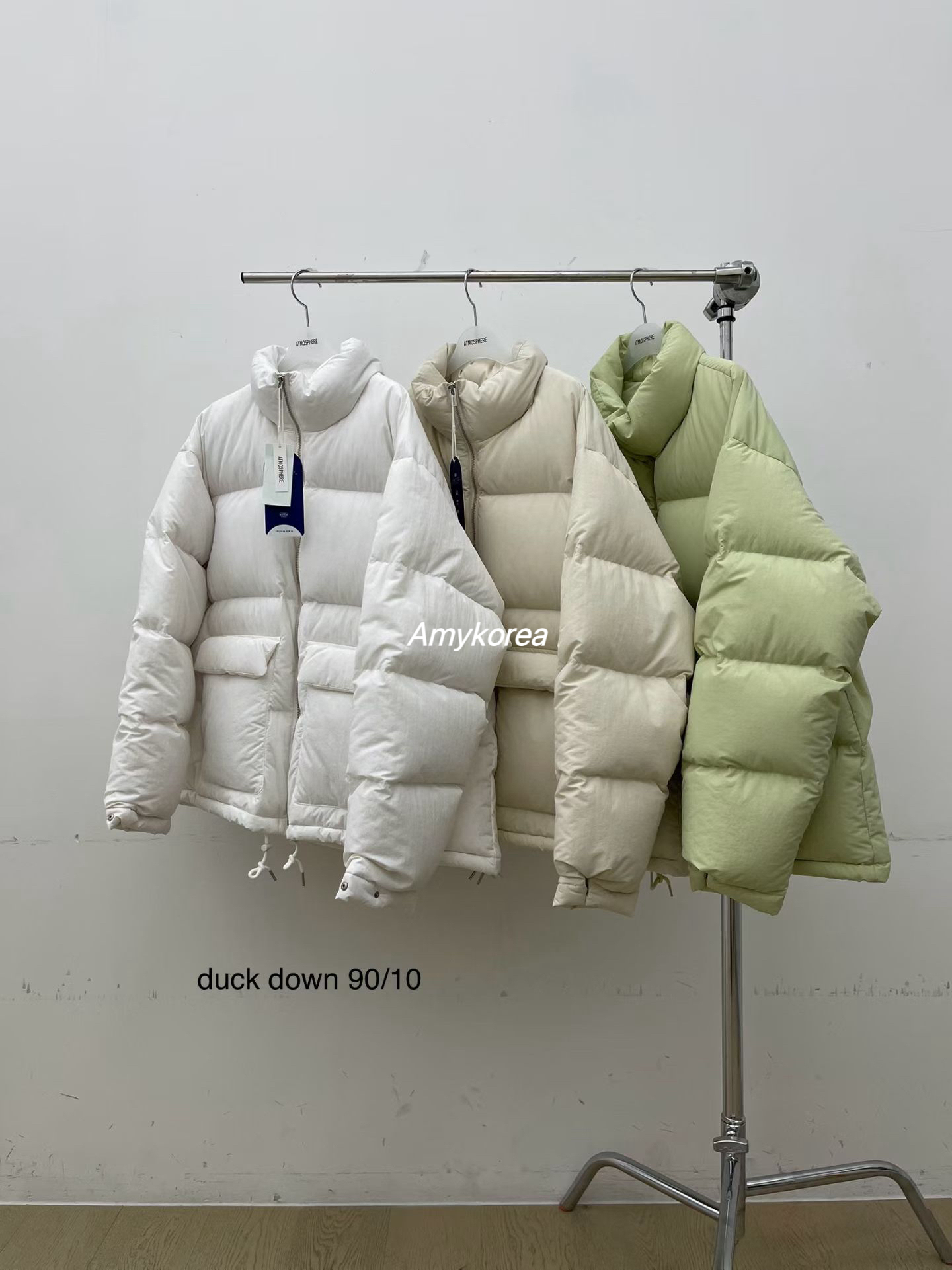 ATMOSPHERE Amy韩代 25fw 东大门 纯色立领拉链羽绒服外套