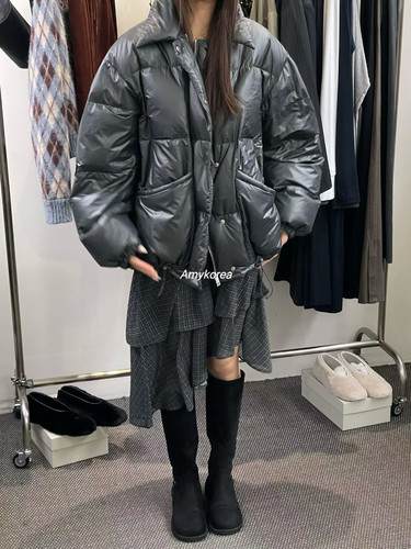 MORETHANYESTERDAY Amy韩代 25fw 东大门 纯色翻领短款羽绒服洋气