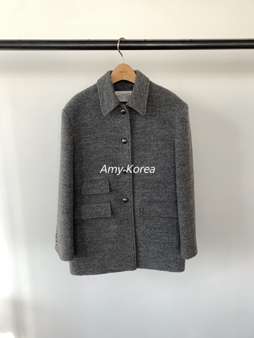 UNDERSON Amy韩代 25fw 东大门 气质纯色 双口袋翻领 大衣外套