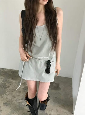 nuese Amy韩代 26春夏 东大门 拼纱设计 无袖连衣裙 洋气百搭