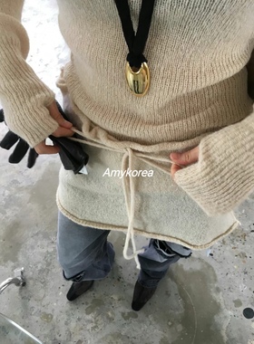 breathe韩国东大门代购24冬季新款 女纯色系带短裙裙帘 洋气百搭