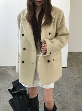 Nuese Amy韩代 26fw 东大门  纯色 苏丽羊绒 西装大衣 高级感百搭