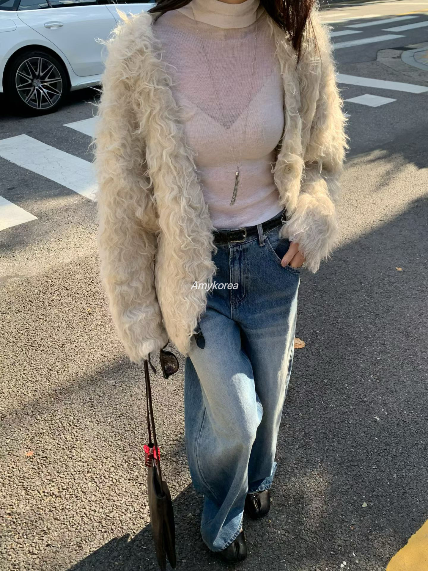 Lucy salon Amy韩代 26fw 东大门 软糯拉毛 针织开衫毛衣外套洋气