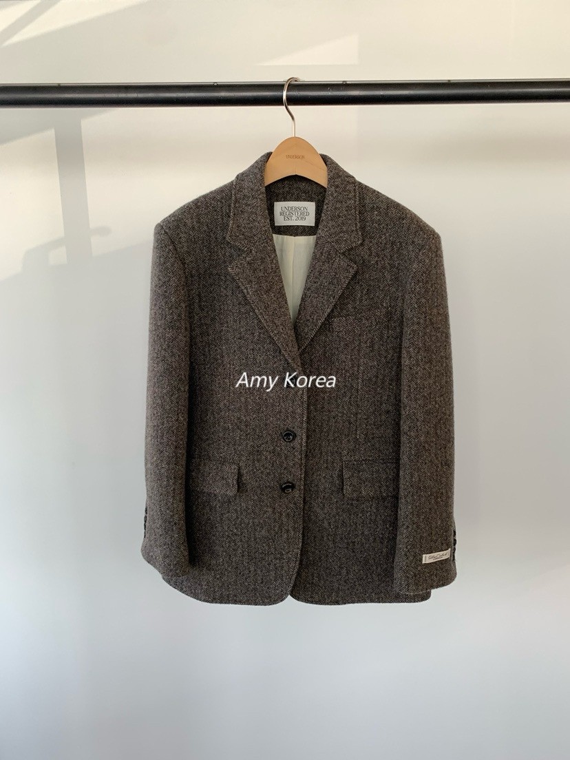 UNDERSON Amy韩代 25fw 东大门 时尚人字呢 西装大衣外套
