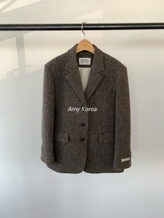 UNDERSON Amy韩代 25fw 东大门 时尚人字呢 西装大衣外套