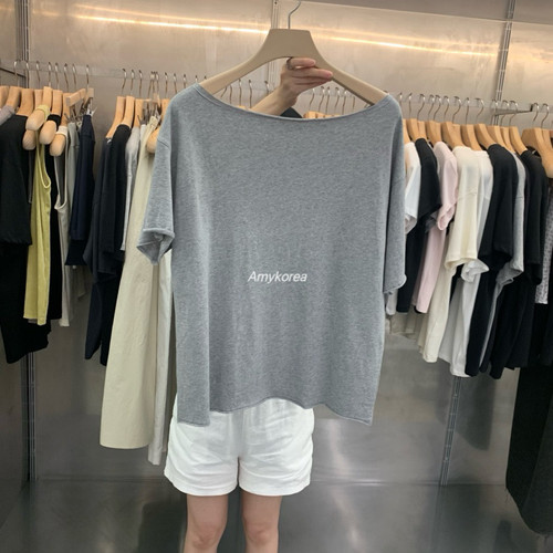 essence Amy韩代 26春夏 东大门 纯色卷边 短袖t恤 洋气百搭 净版