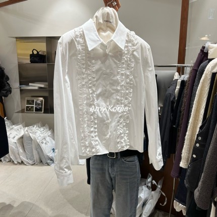 TEMPTING Amy韩代 25fw 东大门 时尚纯色 花边衬衫 甜美百搭