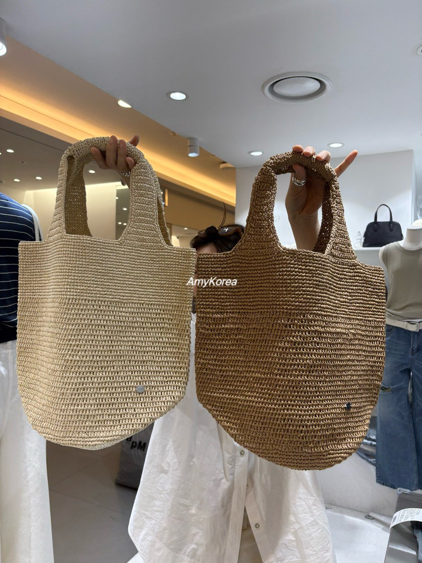 J shop Amy韩代 26春夏 东大门 洋气草编手提包 单肩包 纯色